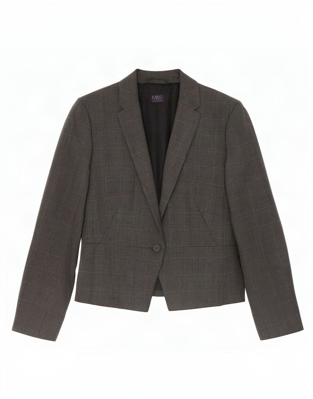 Jaqueta blazer feminina de 1 botão Marks & Spencer UK 12 cinza médio Houndstooth