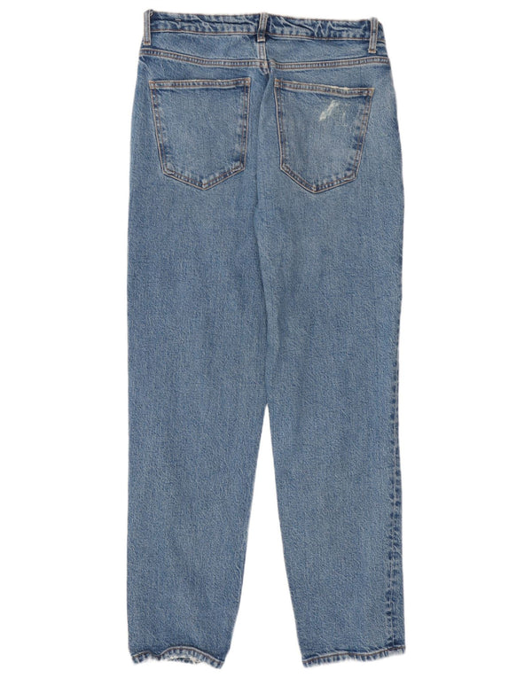 Zara Dame Højtarmede Tapered Jeans EU 40 Medium W30 L28 Blå Bomuld