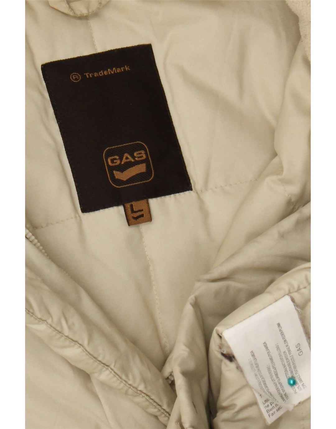 Gas Womens Hooded Padded Jacket UK 14 Large Beige Nylon