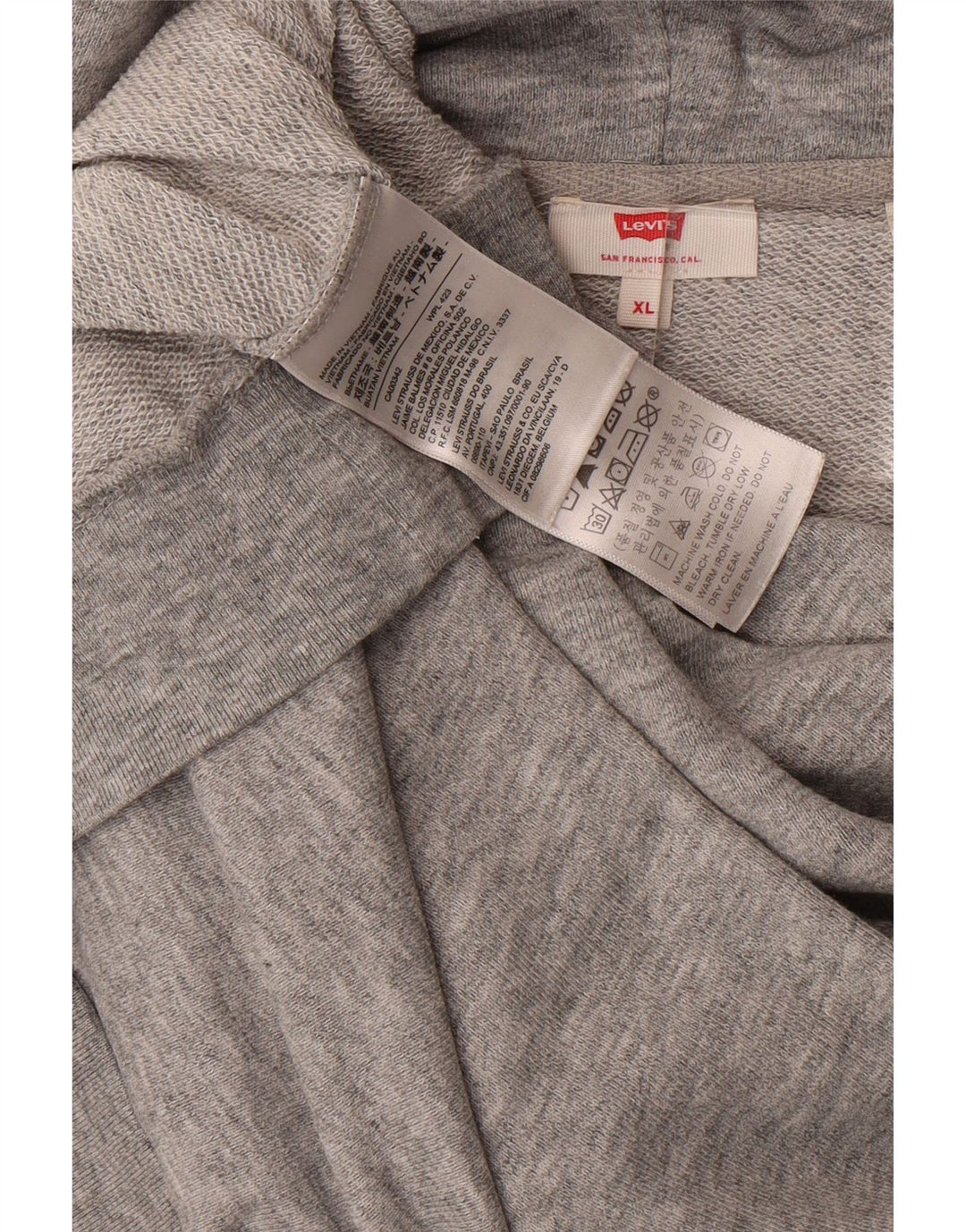 Suéter feminino com capuz estampado oversized LEVI'S Reino Unido 18 XL algodão cinza