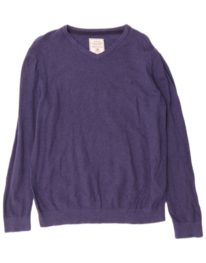 Fat Face Herre V-hals sweater Medium Blue Bomuld