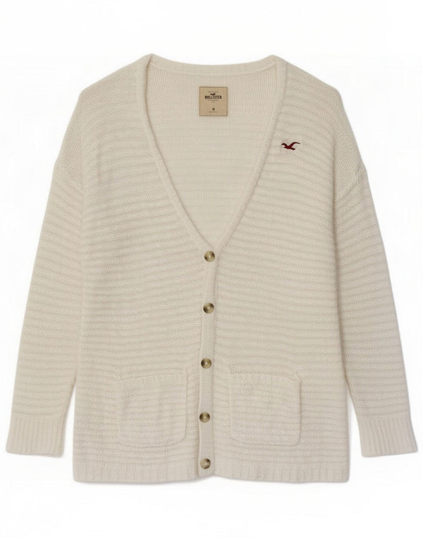 Hollister Maglione cardigan da donna UK 14 Medium White