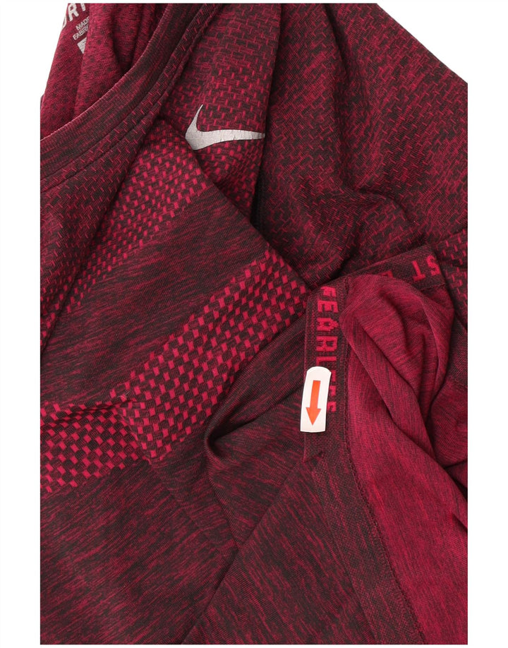 Nike Mens Dri Fit T-Shirt Top Medium Burgundy Flecked