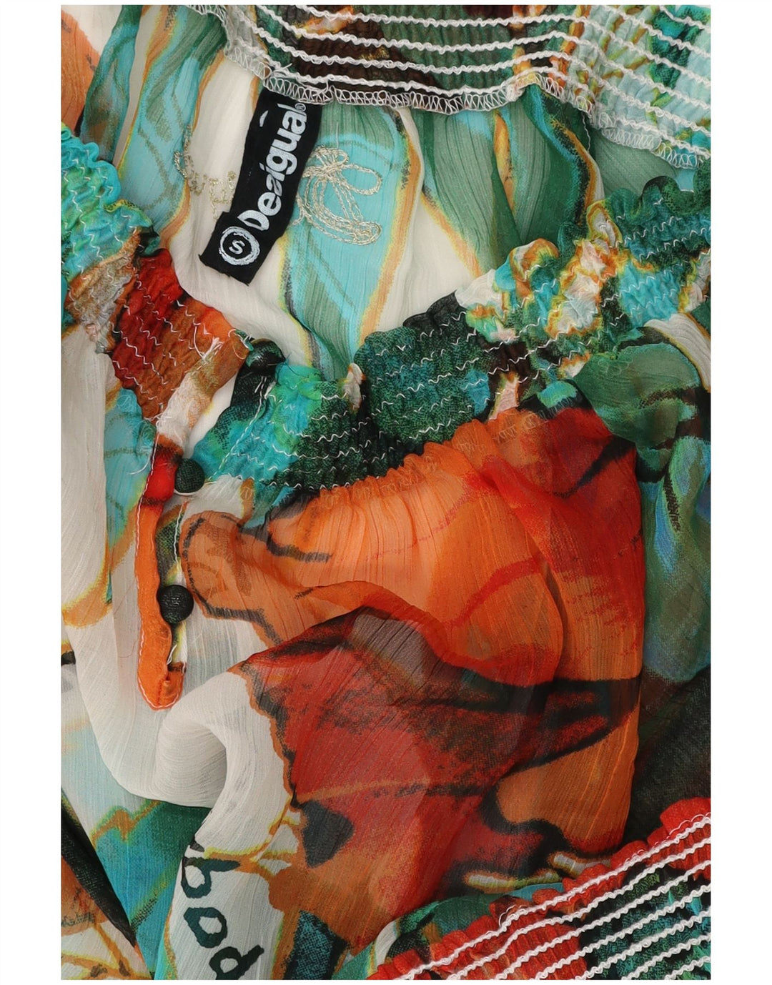 Desigual Haut à manches longues et épaules dénudées pour femme UK 10 Small Multicolore