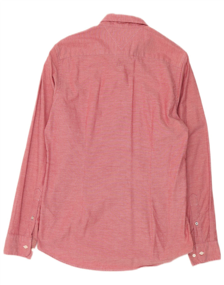 Tommy Hilfiger Mens Flex Slim Fit Shirt Medium Pink Cotton