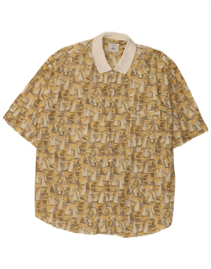 Carrel Mens Short Sleeve Shirt Large Yellow Geometric Cotton
