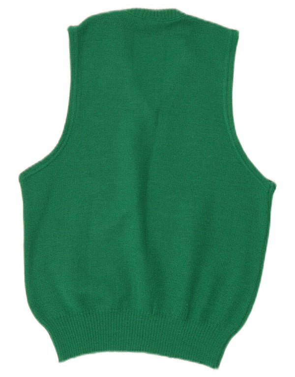 Vintage Dame Vest Tank Top UK 10 Lille Grøn Akryl