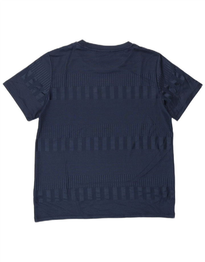 MARKS & SPENCER Womens T-Shirt Top UK 16 Large Navy Blue Striped Polyester