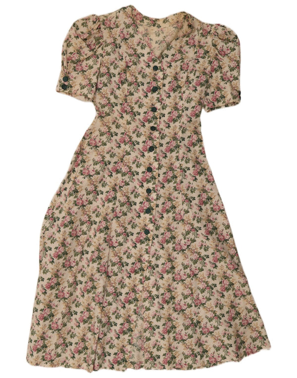 Vintage Womens Maxi Shirt Dress UK 10 Small Multicoloured Floral