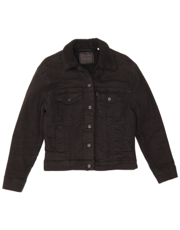 Levi's Chaqueta vaquera Sherpa para mujer UK 6 XS Algodón negro
