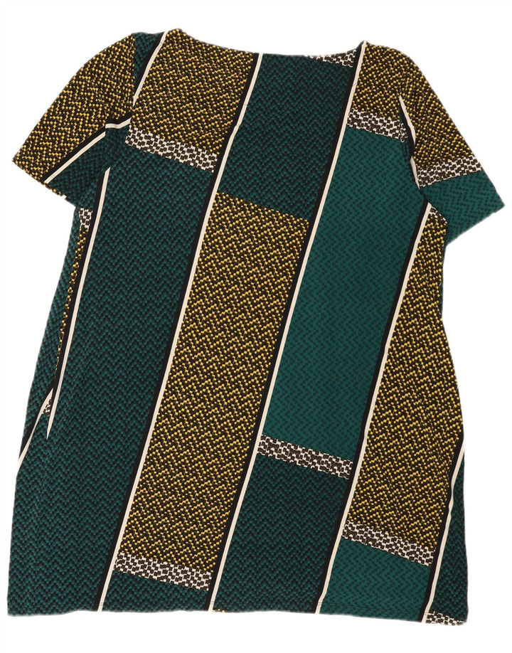 Marks & Spencer Womens Shift Dress UK 22 3XL Green Colourblock Polyester