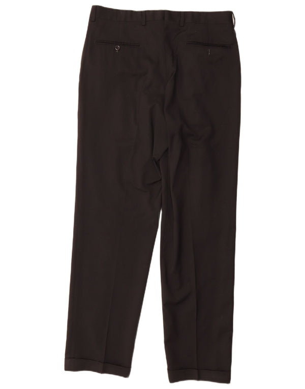 Pantaloni da abito con pegging da uomo Marks & Spencer W34 L31 lana nera