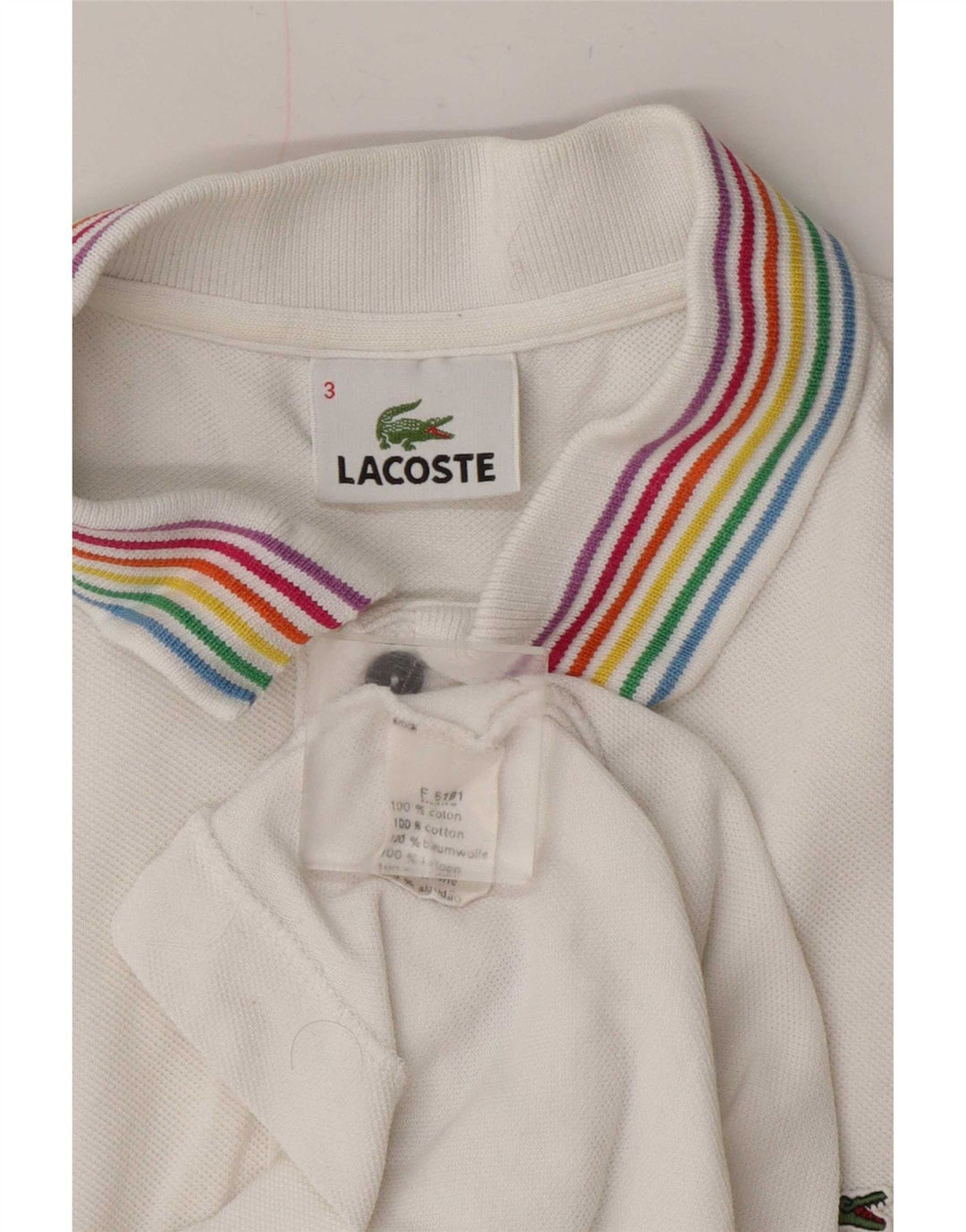 Lacoste Mens Polo Shirt Size 3 Small White Cotton