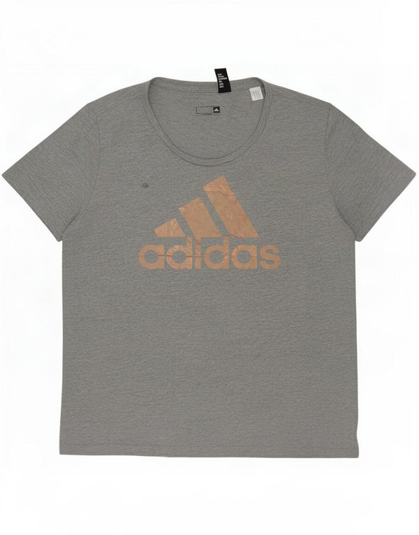 T-shirt grafica da donna Adidas Top UK 16 grande cotone grigio