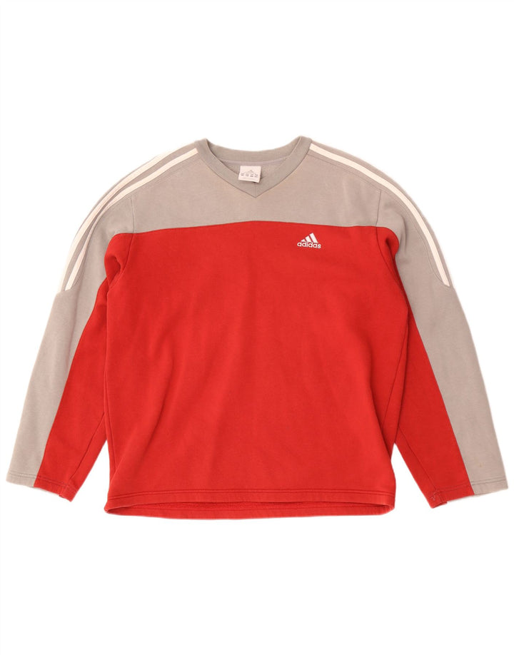 Adidas Mens Sweatshirt Jumper UKI 38/40 Medium Red Colourblock Cotton