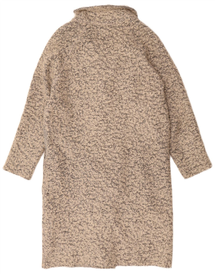 Zara Womens Oversized Overcoat UK 10 Small Beige Flecked Wool
