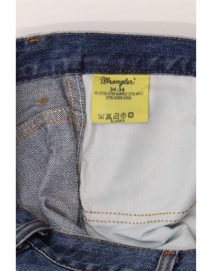 Wrangler Mens Straight Jeans W34 L34 Blue Cotton