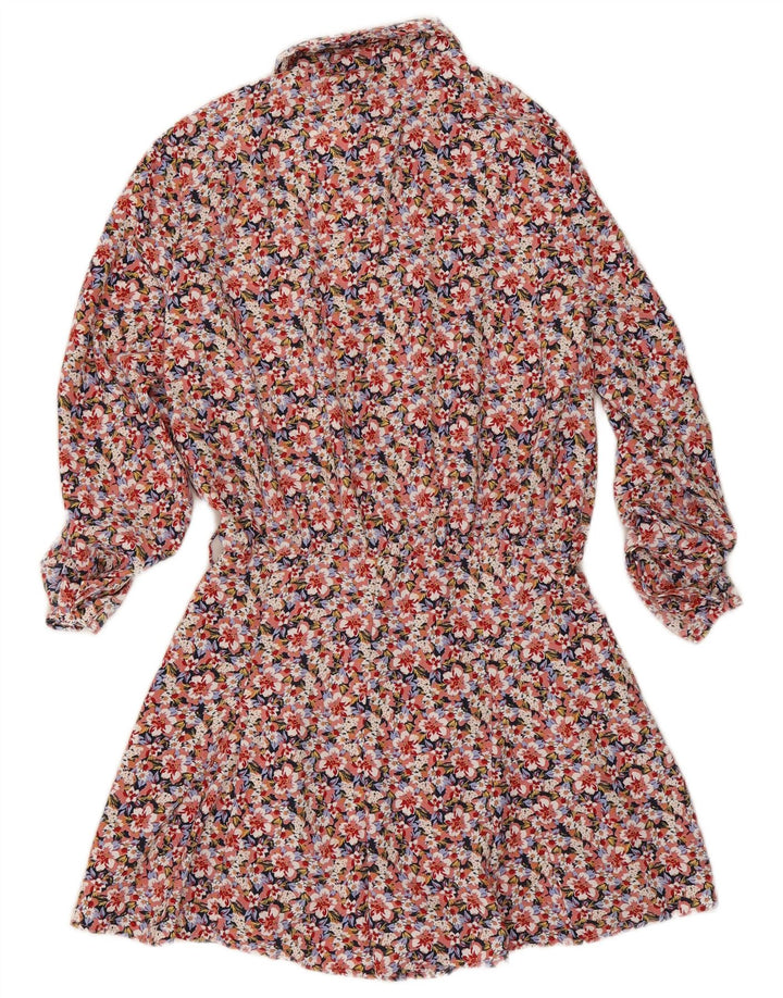 Langärmliger Playsuit für Damen von Zara, UK 10, Größe S, mehrfarbig, Blumenmuster, Polyester