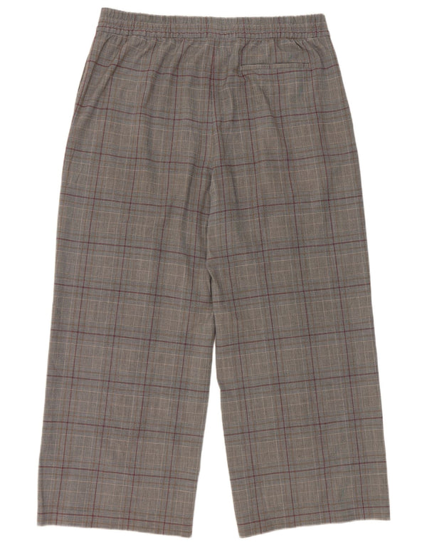 Marks & Spencer Womens Wide Leg Chino Trousers UK 18 XL W36 L27 Grey Check