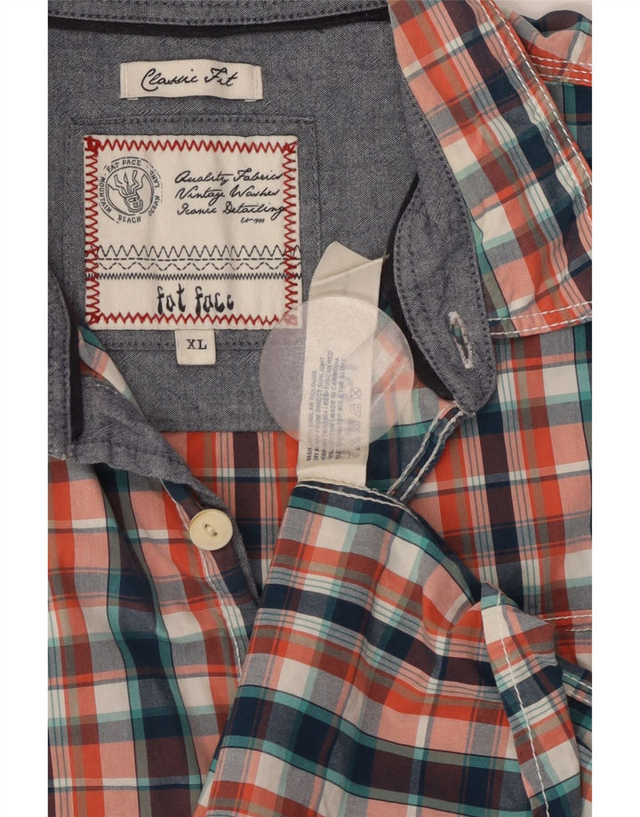 FAT FACE Mens Classic Fit Short Sleeve Shirt XL Multicoloured Check Cotton
