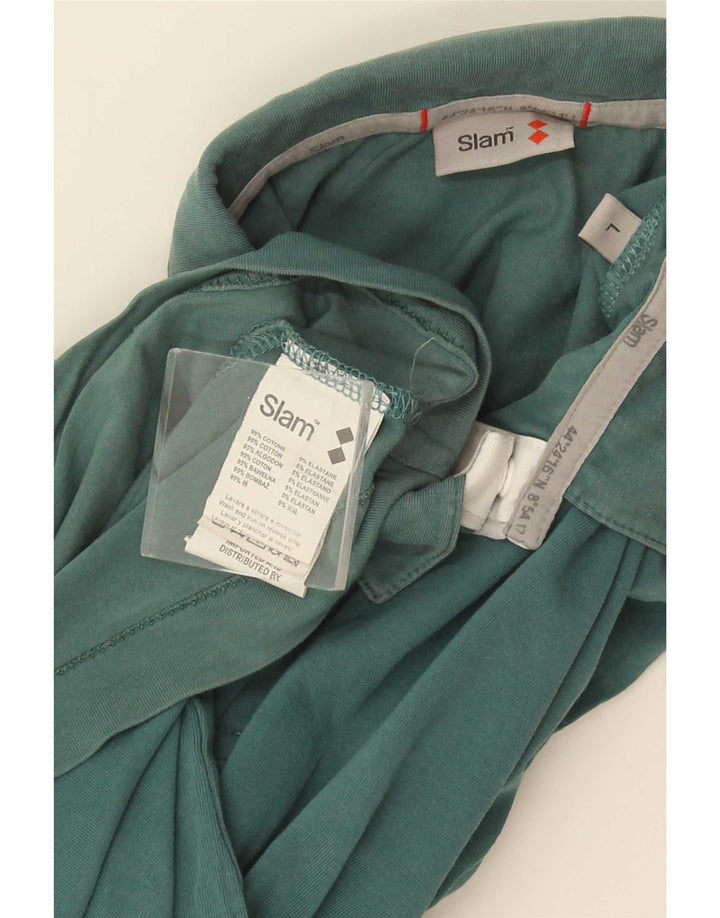 Slam Womens Polo Shirt UK 14 Large Blue Cotton