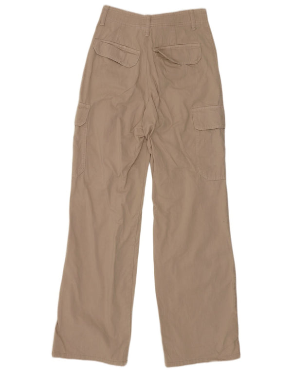 Zara Damen Cargohose mit hoher Taille und weitem Bein, EU 32, 2XS, W22, L29, Beige