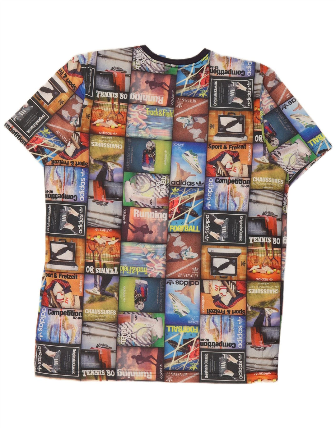 Adidas Mens Graphic T-Shirt Top Large Multicoloured Patchwork Polyester