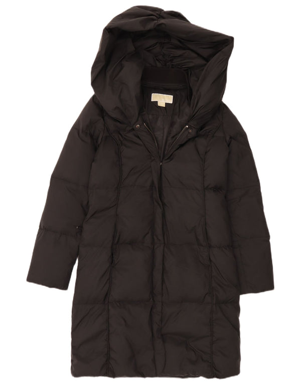 Michael Kors Manteau rembourré surdimensionné à capuche pour femme UK 6 XS Noir Polyester