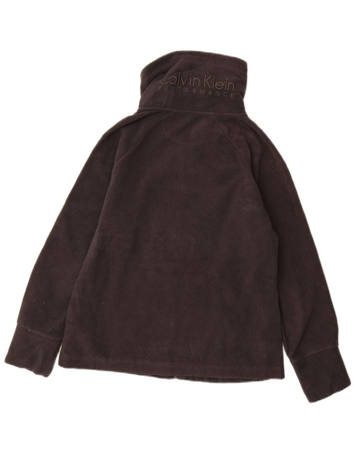 CALVIN KLEIN JEANS Giacca in pile con grafica da donna UK 12 Grigio medio