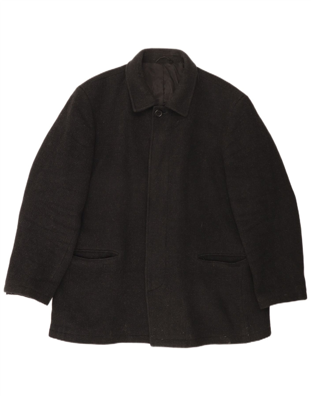 Jaeger Mens Overcoat UK 42 XL Grey Wool