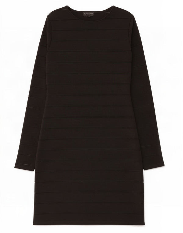 Abito a trapezio a maniche lunghe da donna Topshop UK 12 Poliestere a righe nere medie