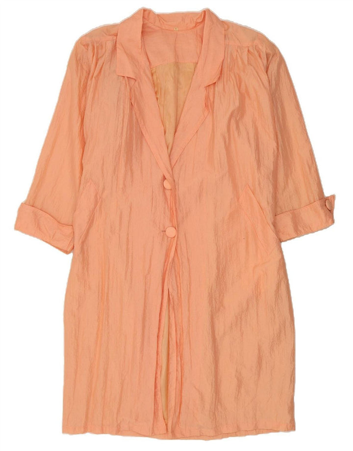 VINTAGE Womens Longline 2 Button Blazer Jacket UK 14 Medium Orange Vintage Vintage and Second-Hand Vintage from Messina Hembry 
