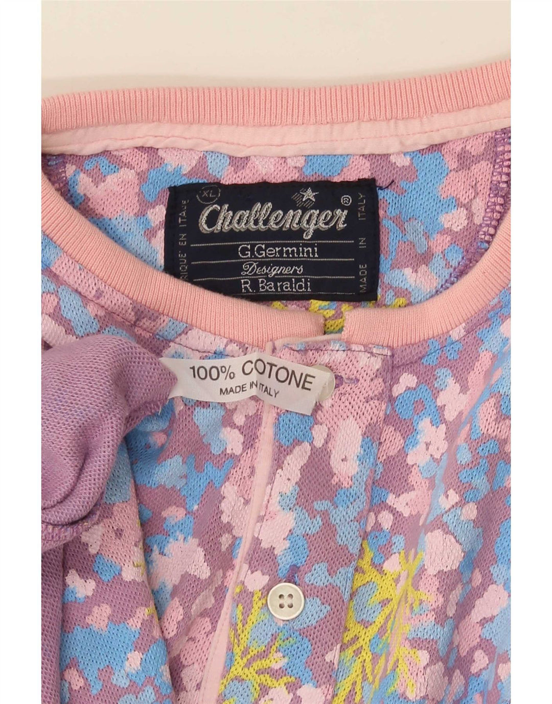 Challenger Mens T-Shirt Top XL Multicoloured Floral Cotton