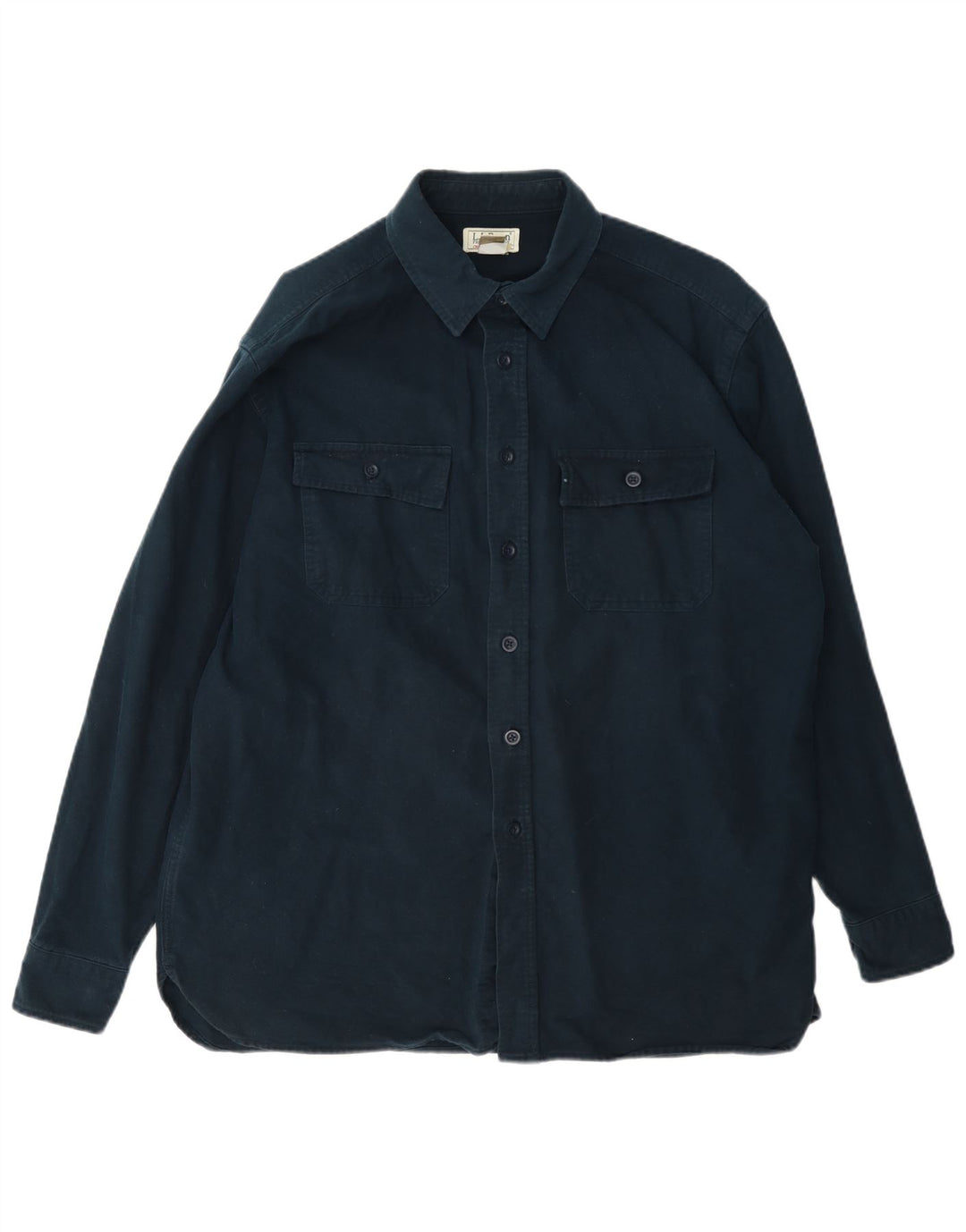 L.L.Bean Mens Regular Fit Shirt Large Navy Blue Cotton