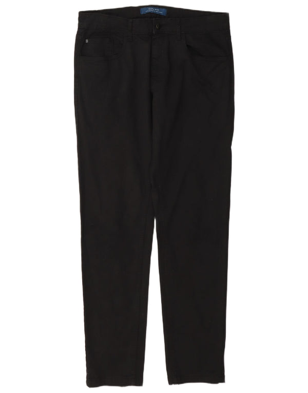 Zara Mens Straight Casual Trousers EU 44 Large W34 L32 Black Cotton