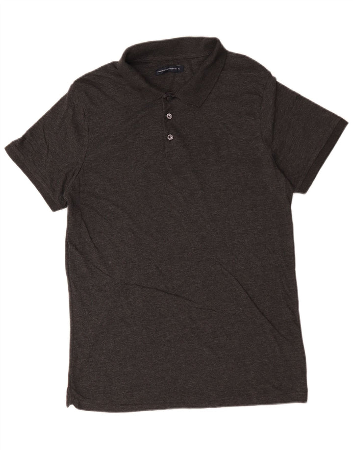 French Connection Mens Polo Shirt XL Grey Flecked Cotton