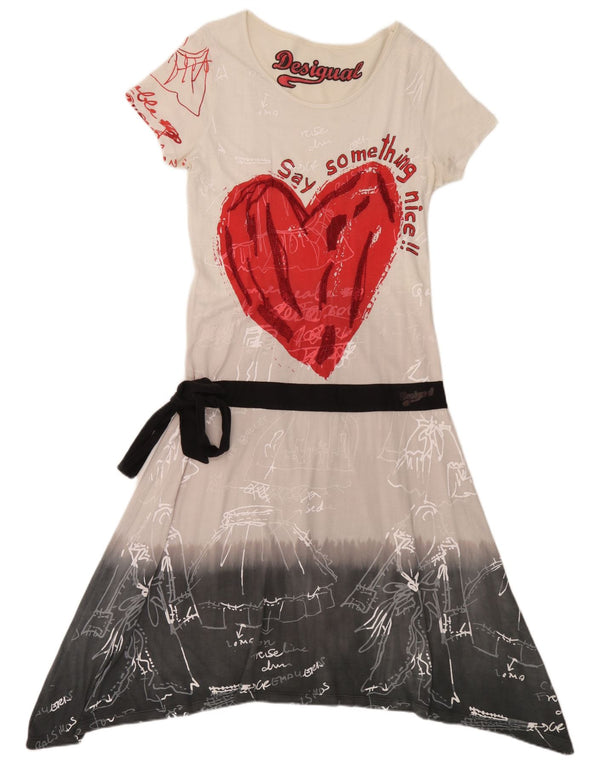 Desigual Abito da donna a linea A con grafica UK 18 XL Bianco Colourblock