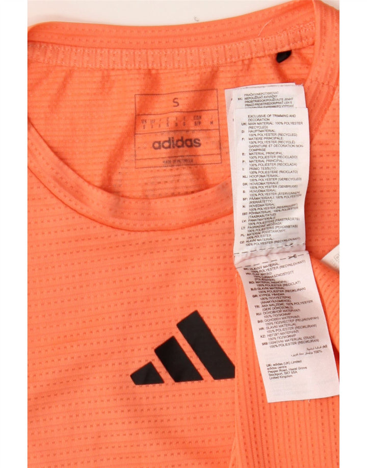ADIDAS Mens Milano Graphic T-Shirt Top Small Orange Polyester Vintage Adidas and Second-Hand Adidas from Messina Hembry 