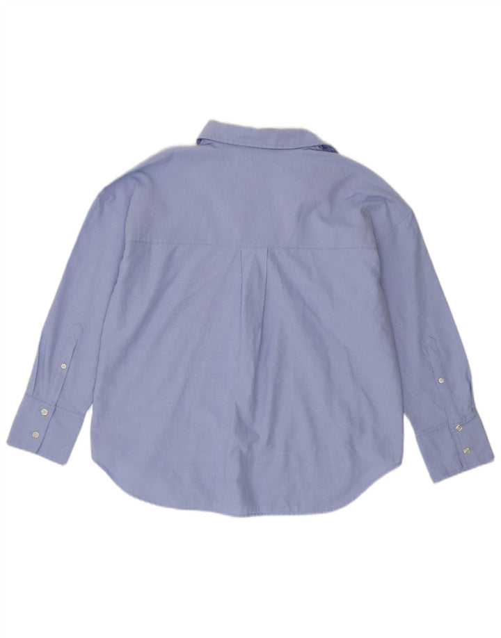 Zara Womens Oversized Shirt UK 6 XS Blue Cotton