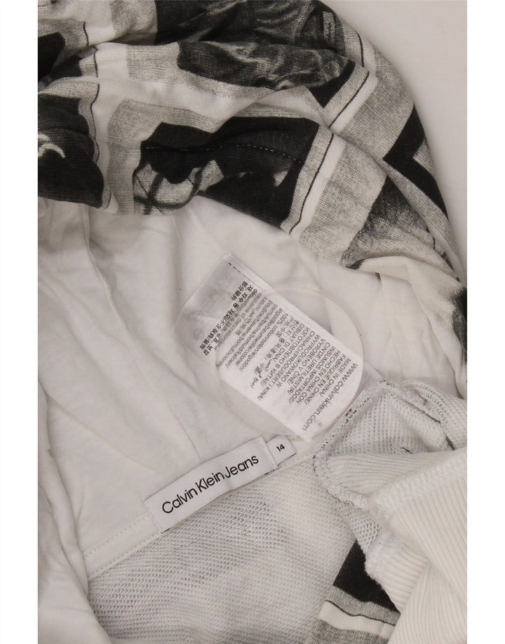 Calvin Klein Jeans Boys Graphic Hoodie Jumper 13-14 Years Grey Patchwork