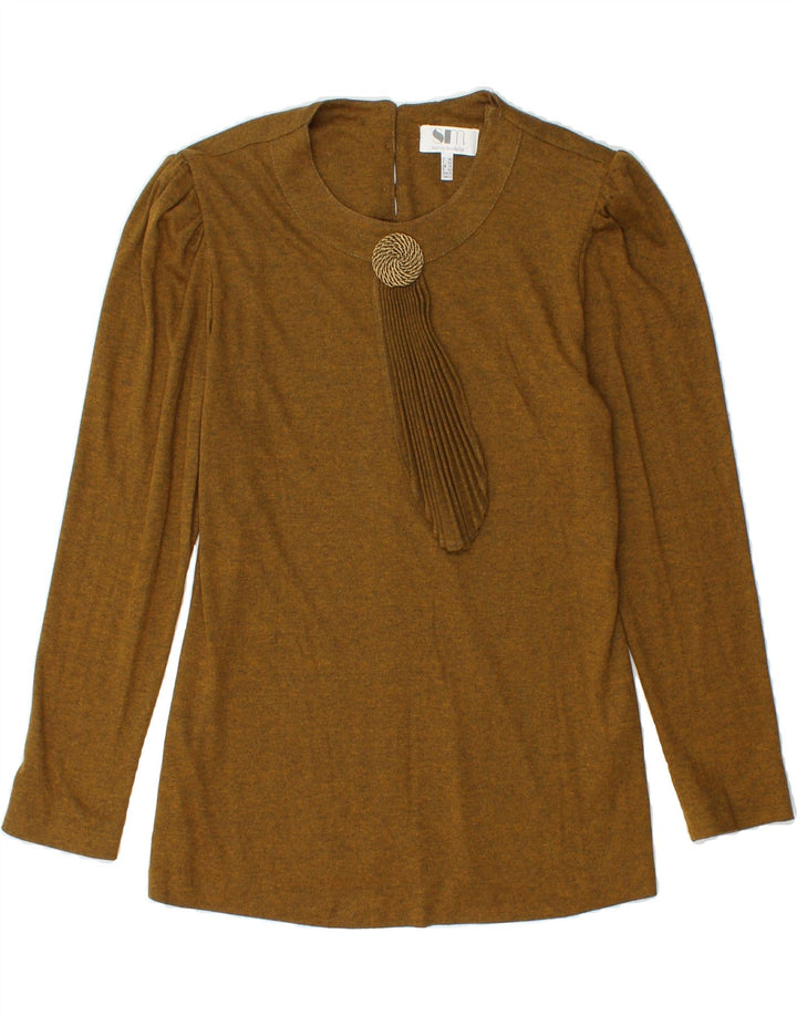 VINTAGE Womens 3/4 Sleeve Blouse Top UK 14 Medium Brown Viscose Vintage Vintage and Second-Hand Vintage from Messina Hembry 