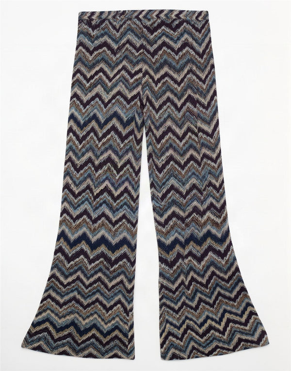 Pantalones casuales acampanados vintage para mujer W26 L30 Chevron multicolor