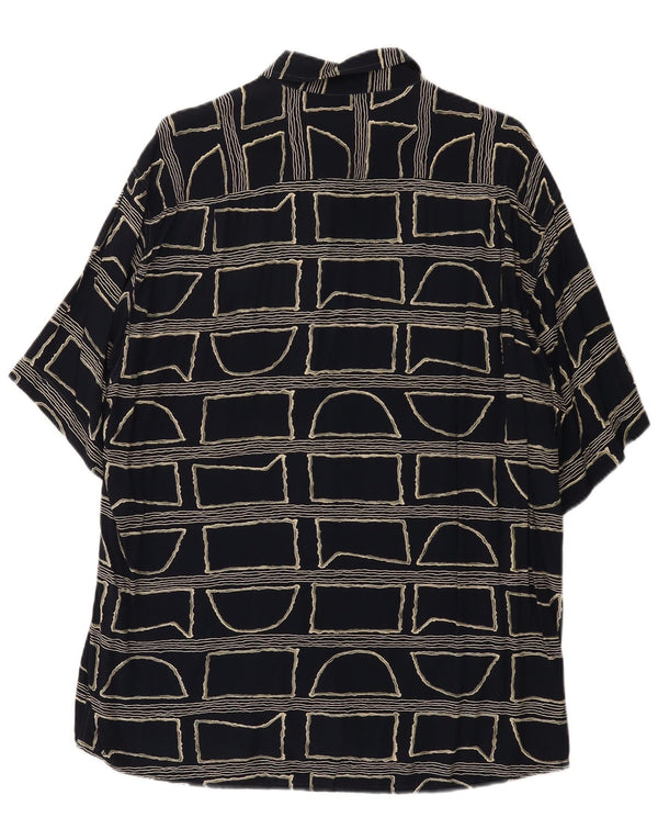 Vintage Mens Short Sleeve Shirt Large Black Geometric