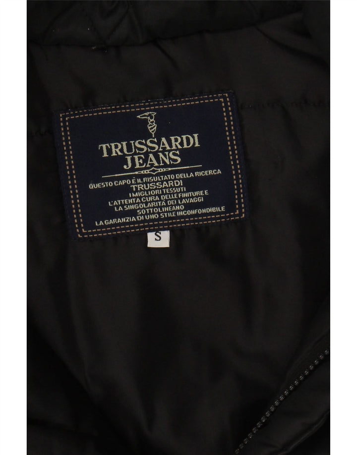 TRUSSARDI JEANS Mens Quilted Padded Coat UK 36 Small Black Vintage Trussardi Jeans and Second-Hand Trussardi Jeans from Messina Hembry 
