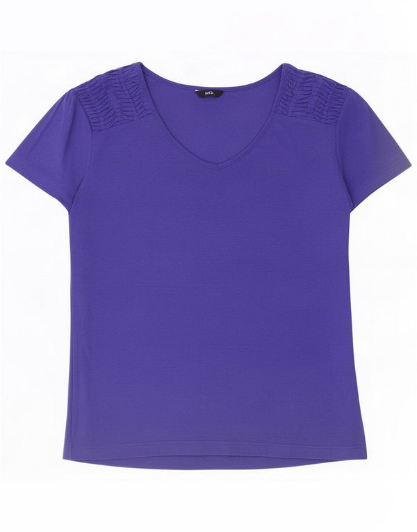M&Co Dame T-Shirt Top UK 14 Stor Blå Bomuld