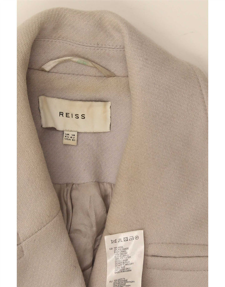 Reiss Женское короткое двубортное пальто UK 14 большое серое шерстяное