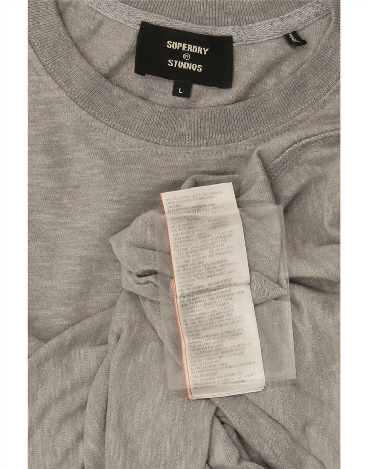 T-shirt da uomo Superdry Top grande in cotone chiazzato grigio
