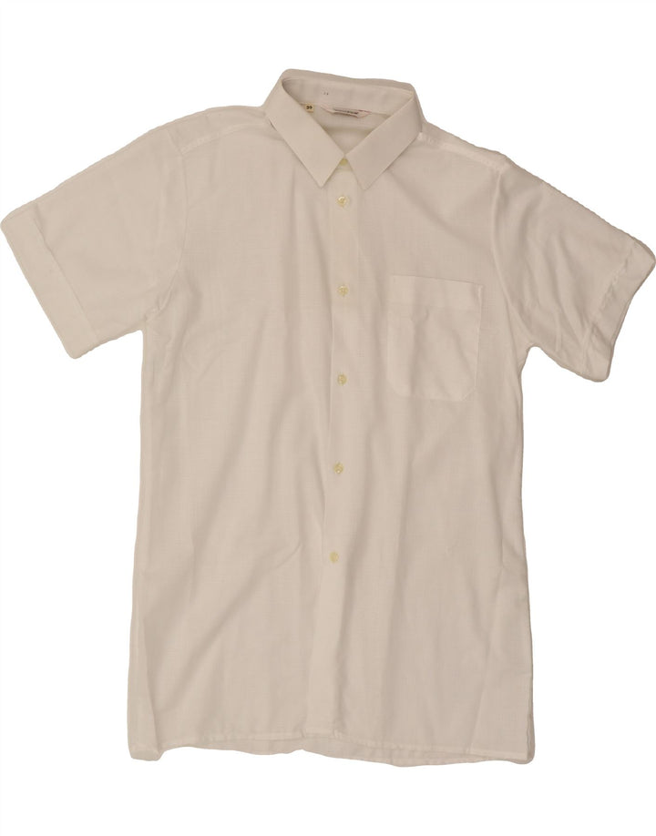 AGATEX Mens Short Sleeve Shirt UK 39 Medium White Check Cotton Vintage Agatex and Second-Hand Agatex from Messina Hembry 