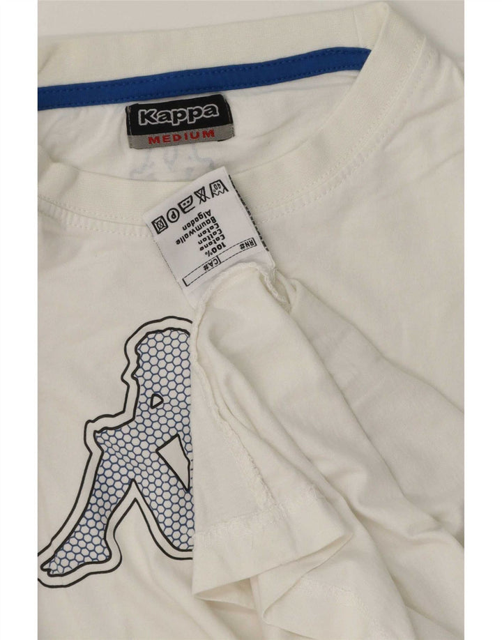Kappa Herre Grafisk T-Shirt Top Medium Hvid Bomuld