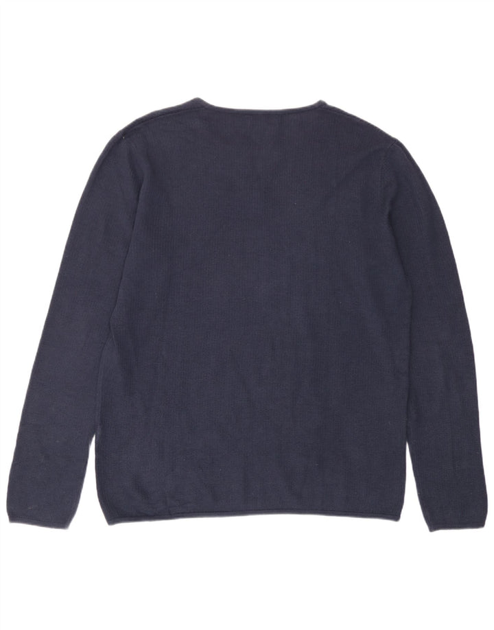 Zara Mens Button Neck Jumper Sweater XL Navy Blue